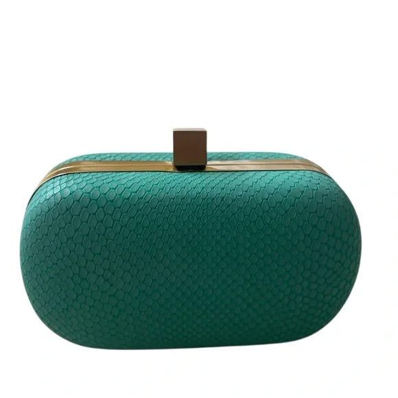 Samantha Wills Hand Crafted Turquoise Snakeskin Snake Motif Box Clutch - Picture 7 of 15